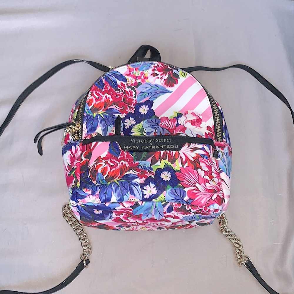 Pink Floral Victoria’s Secret Mini Bag with Gold Chains